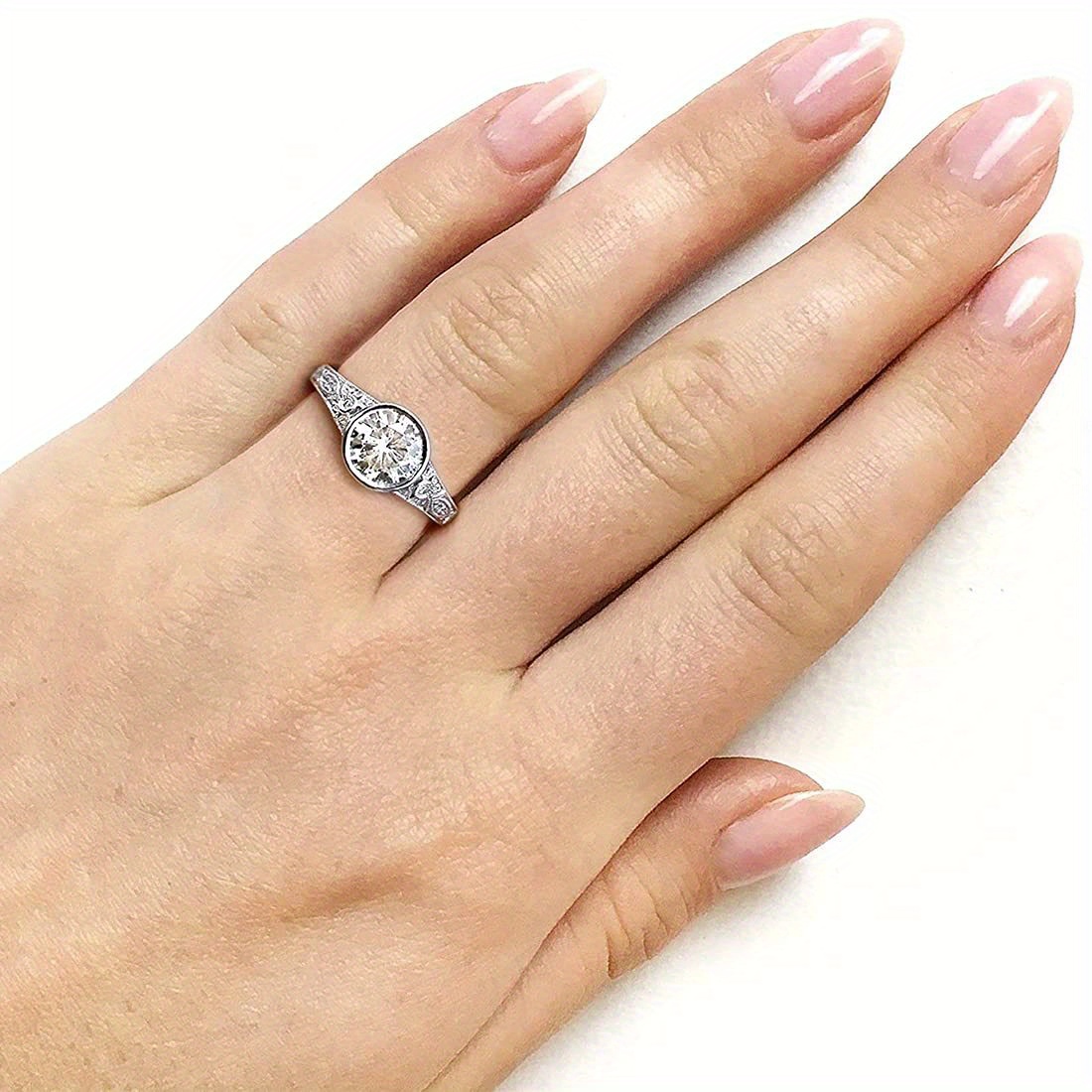 Vintage Wedding Ring 925 Silver Platinum Fancy Engagement Ring